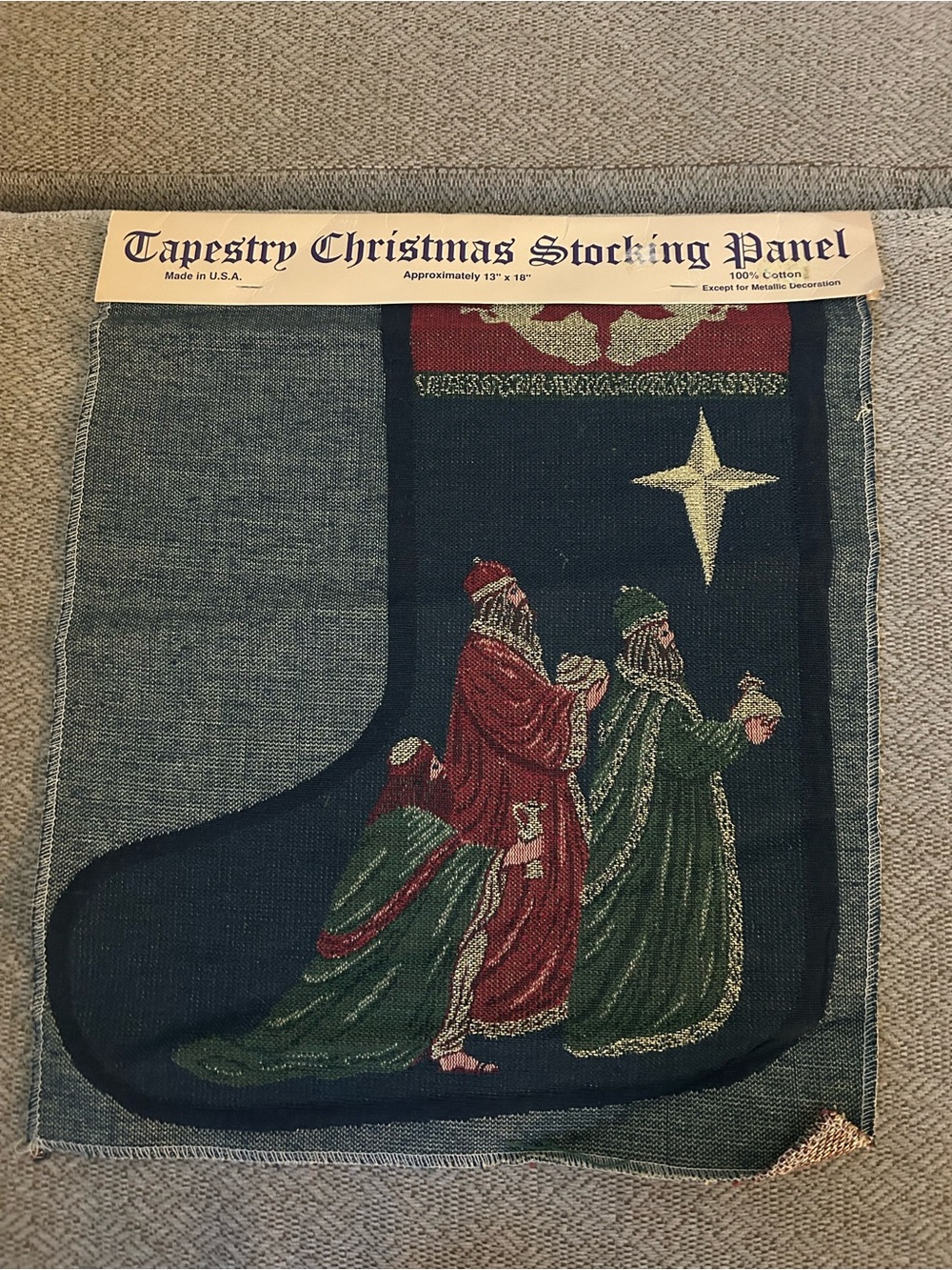 NWT Tapestry Christmas Stocking Panel Craft Sew Metallic Gold Thread 3 Wise Men